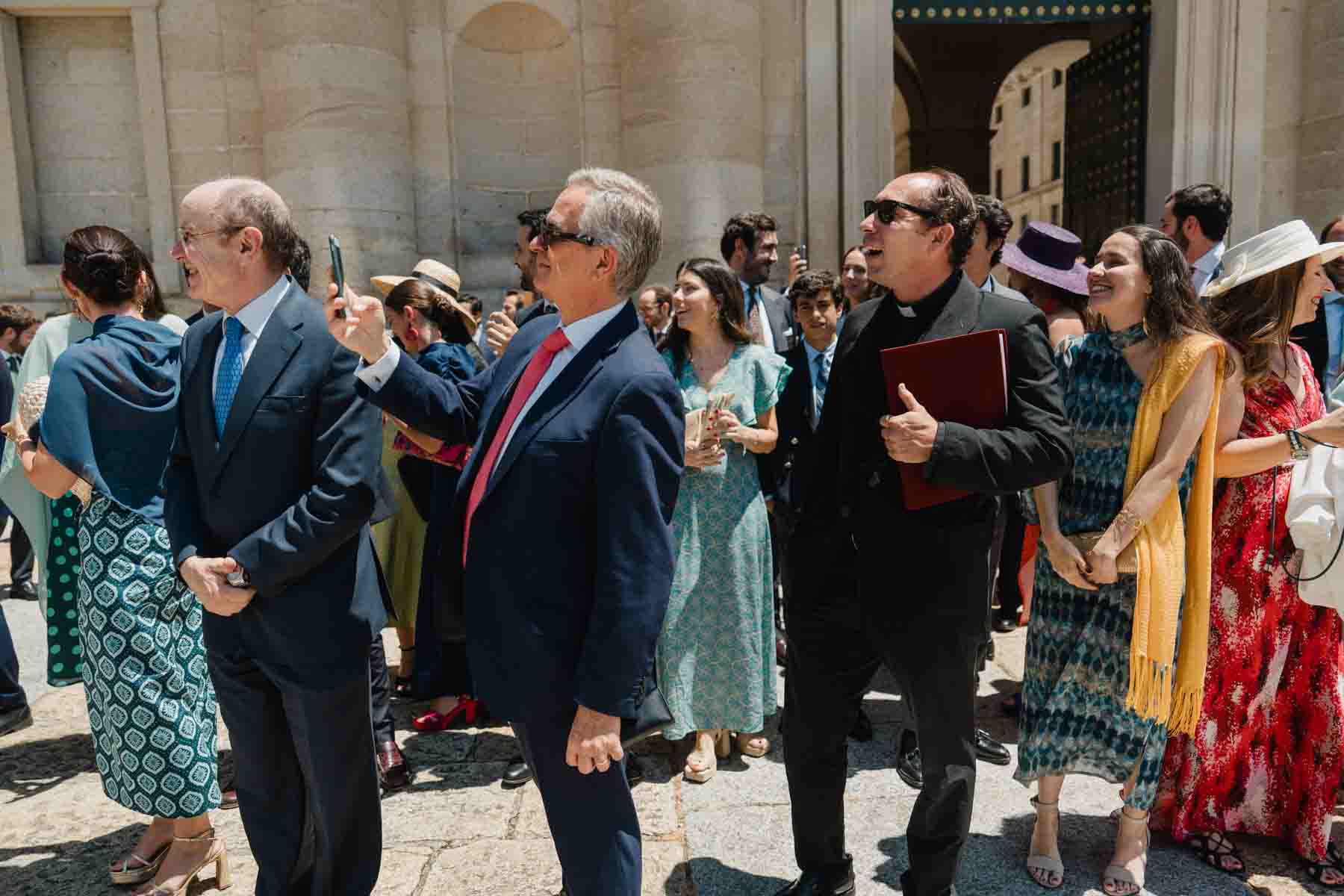 Guests cheering the newlyweds