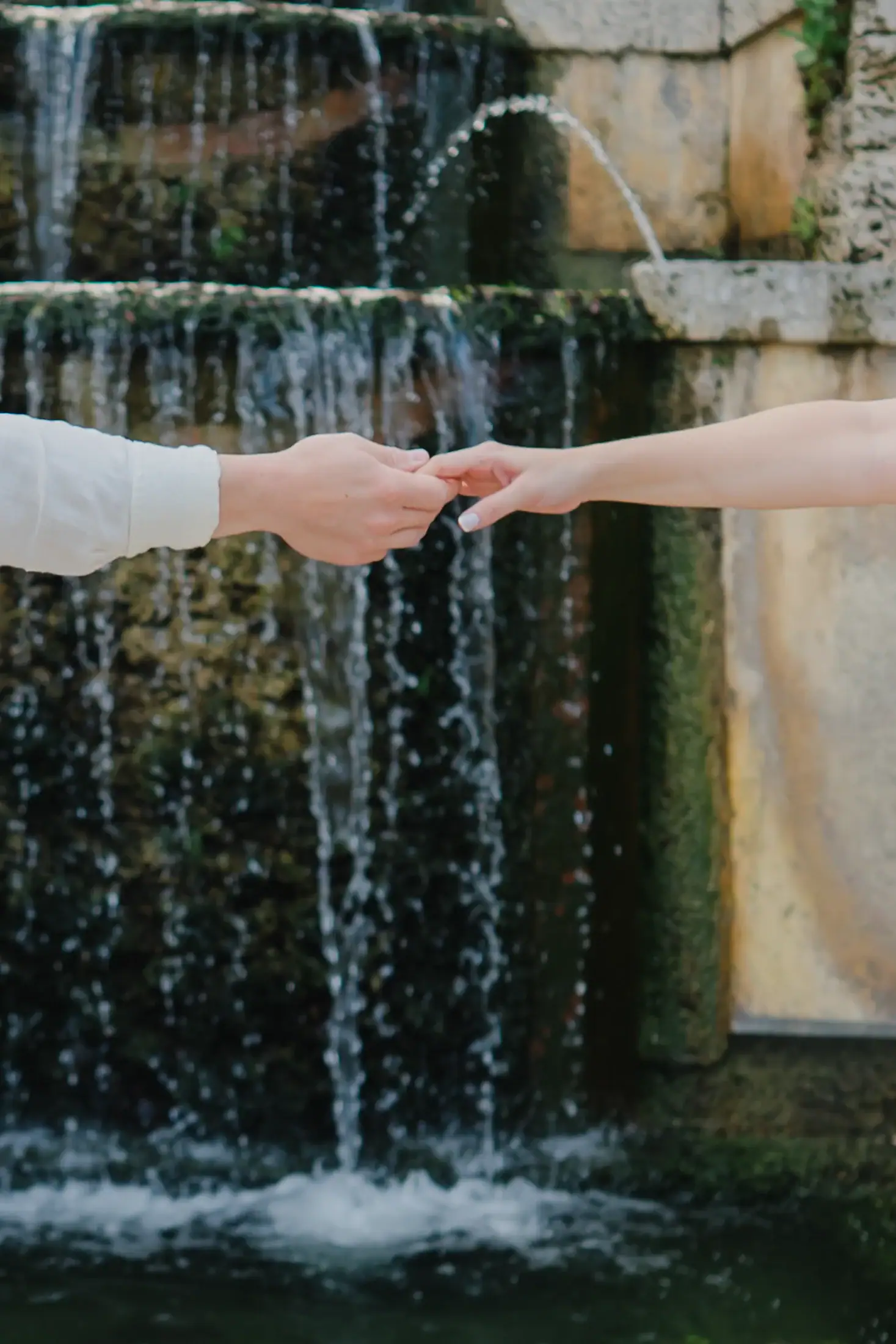 Water feature detail at Vizcaya Museum and Gardens during Gabby and Mike’s engagement session